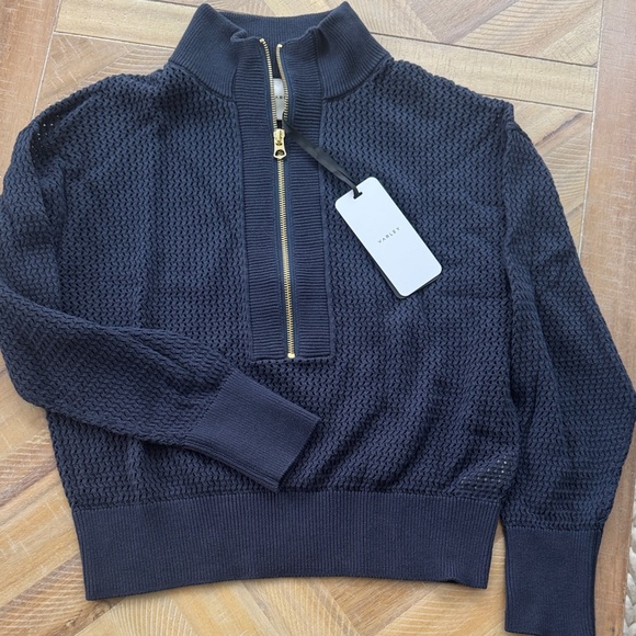 Varley Tops - Varley Aurora Half-Zip Knit Pullover in Blue Nights